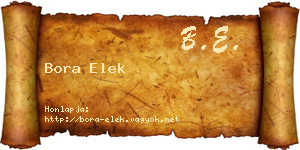 Bora Elek névjegykártya
